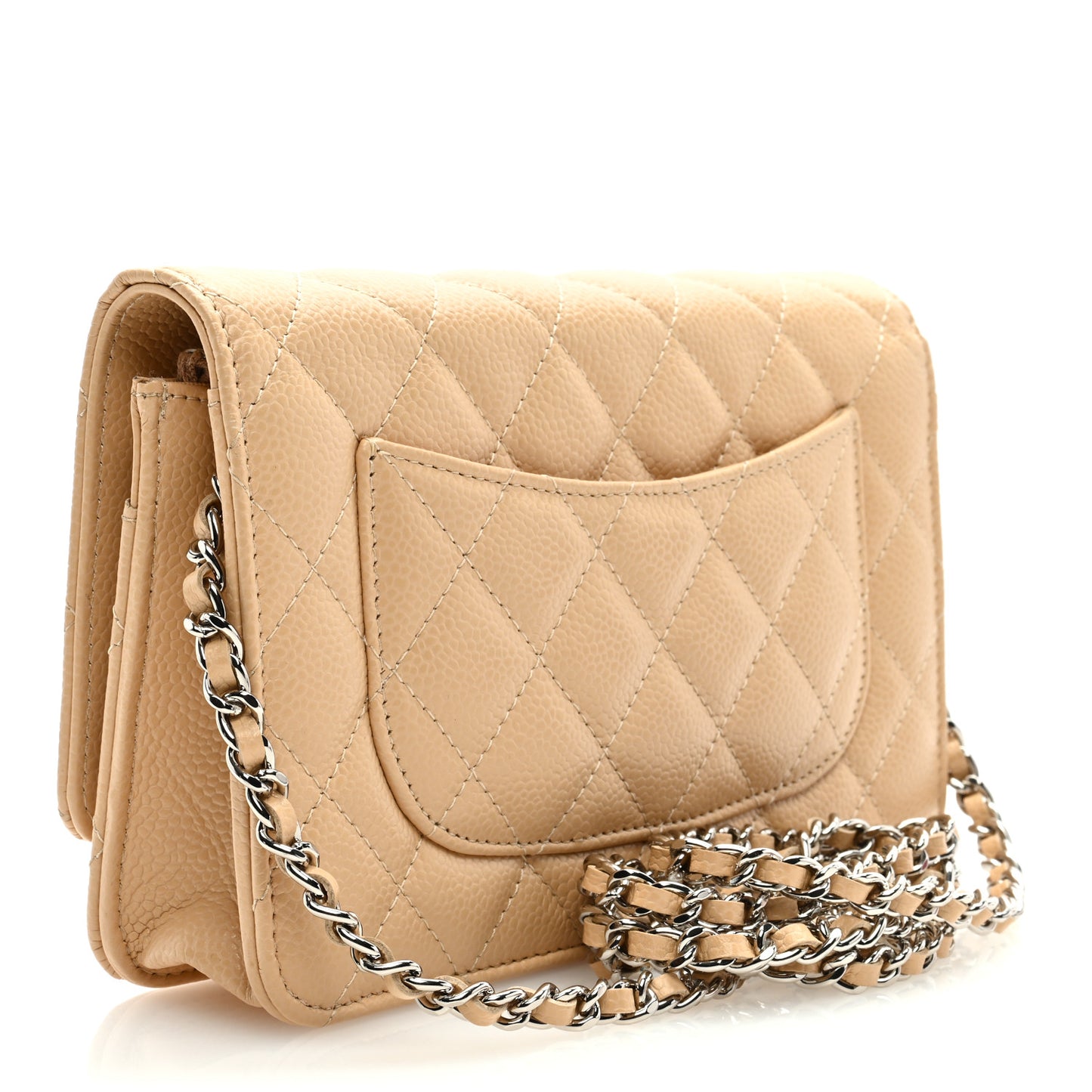 Caviar Quilted Wallet On Chain WOC Beige