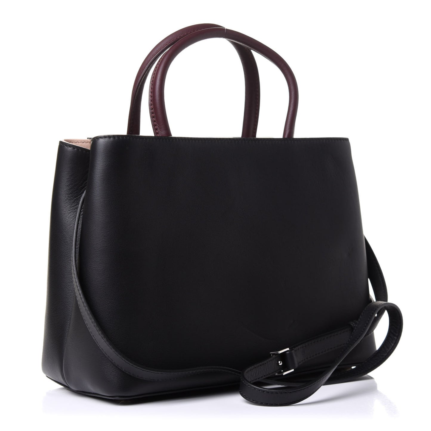 Vitello Dolce Fox Mink Bi-Color Monster Mirror Charm Petite 2Jours Tote Black Bordeaux Acquamarine