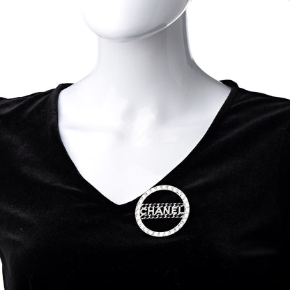 Chanel Lambskin Baguette Crystal Logo Brooch Black Silver 2 of 5