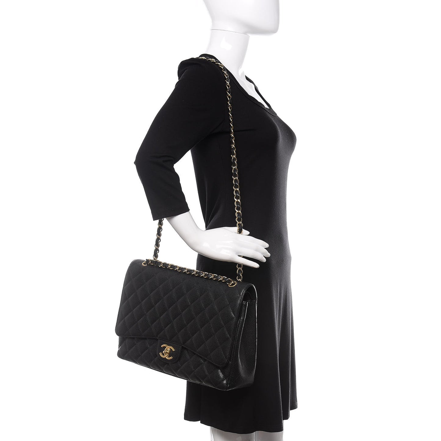 Caviar Quilted Maxi Double Flap Black