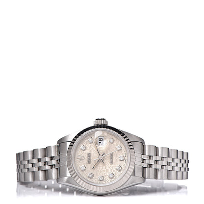 Rolex Stainless Steel 18K White Gold Diamond 26mm Oyster Perpetual Datejust Watch Silver Jubilee 69174 3 of 6