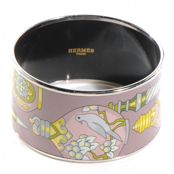 Hermes Enamel Printed Qu Importe Le Flacon Extra Wide Bracelet 62 1 of 5