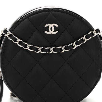 Chanel Lambskin Quilted Round Clutch With Chain Black 8 of 10