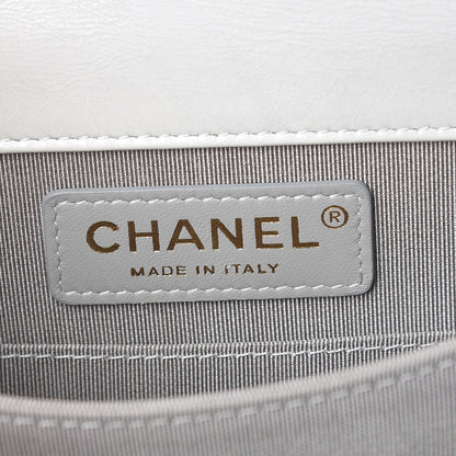 Chanel Calfskin Quilted North South Boy Flap Grey 6 of 10