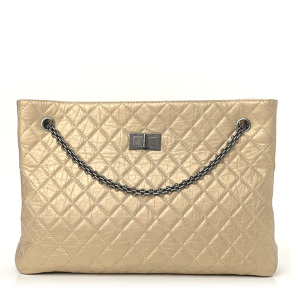 Chanel Metallic Aged Calfskin Quilted Reissue 2.55 Tote Light Gold 1 of 5