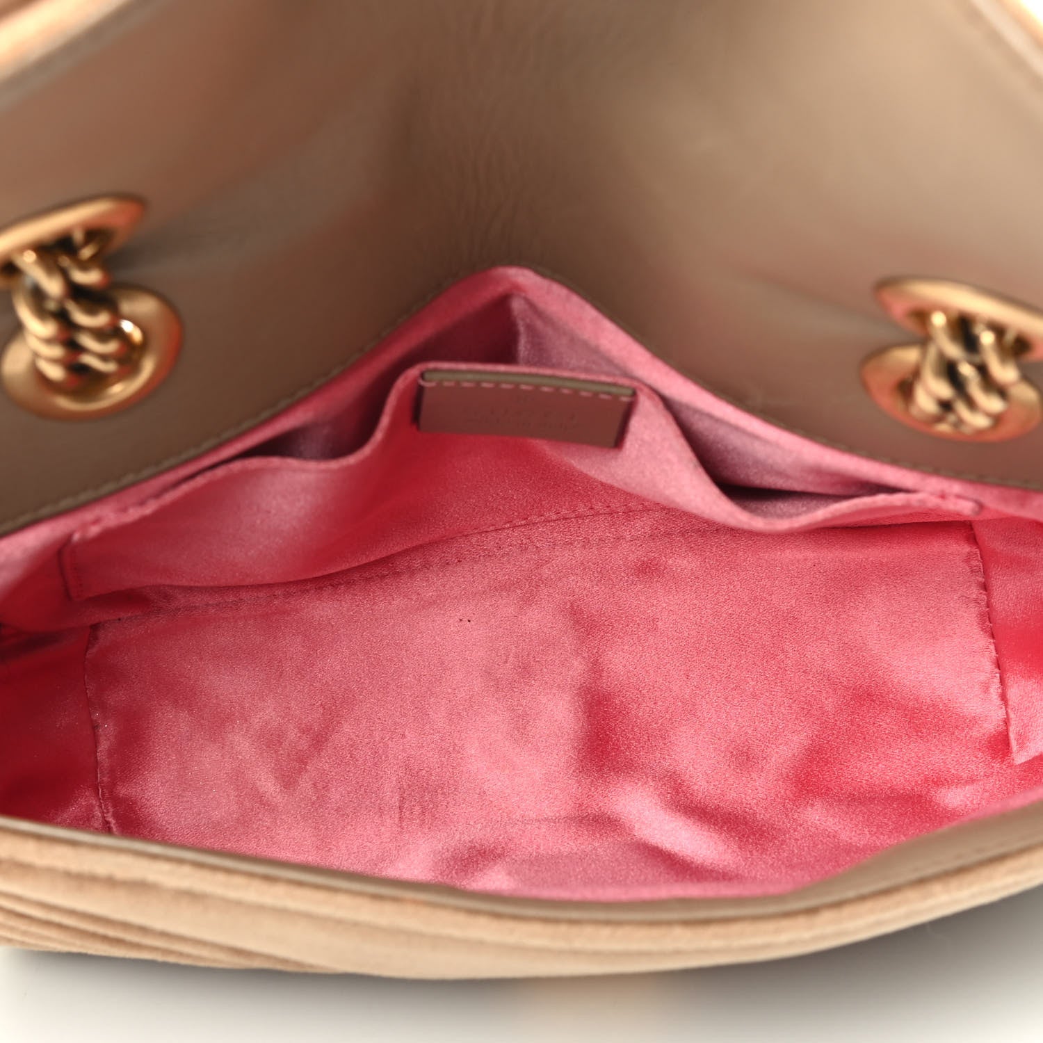 Gucci Velvet Matelasse Mini GG Marmont Shoulder Bag Taupe 4 of 4