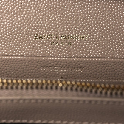 Saint Laurent Grain De Poudre Matelasse Chevron Monogram Chain Wallet Deep Beige 10 of 12
