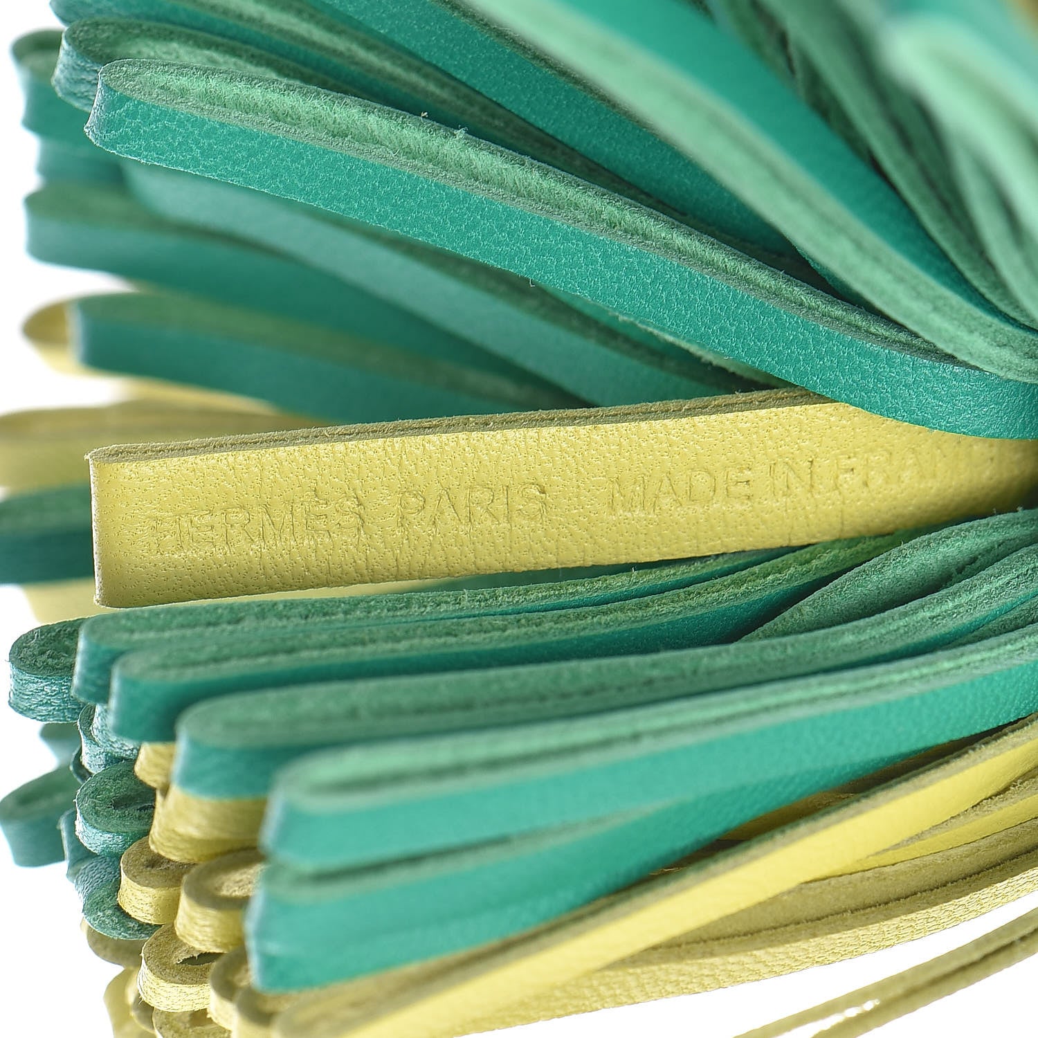 Hermes Lambskin Bi-Color Carmen Tassel Key Holder Lime Menthe 3 of 4