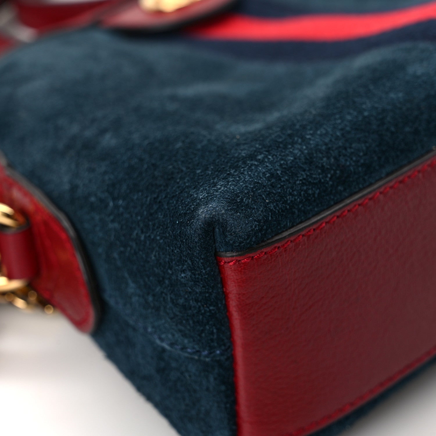 Gucci Suede Calfskin Web Small Ophidia Dome Shoulder Bag New Blue Romantic Cherry 11 of 12
