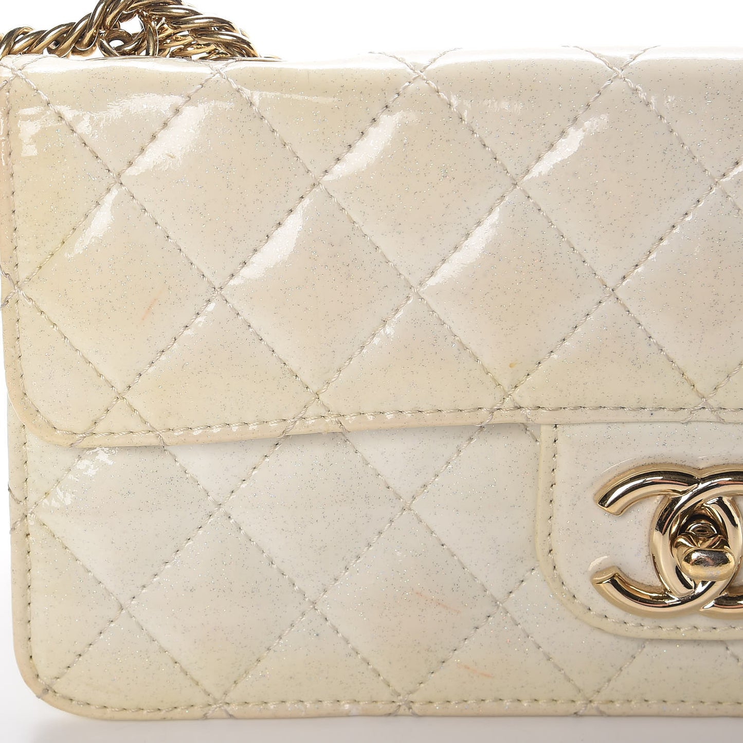 Patent Quilted Evening Star East West Flap White
