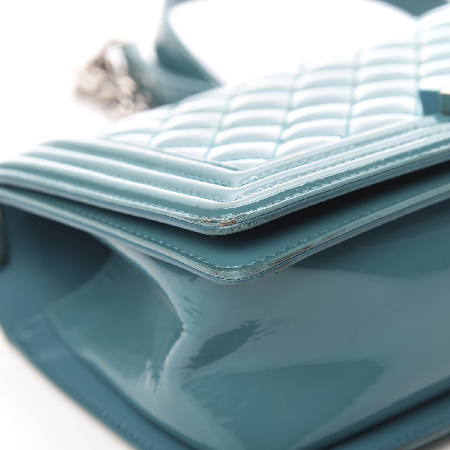Chanel Patent Calfskin Quilted Medium Plexiglass Boy Flap Turquoise 9 of 15
