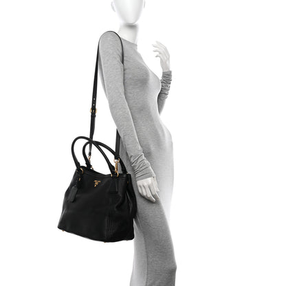 Prada Vitello Daino Tote Black 3 of 10