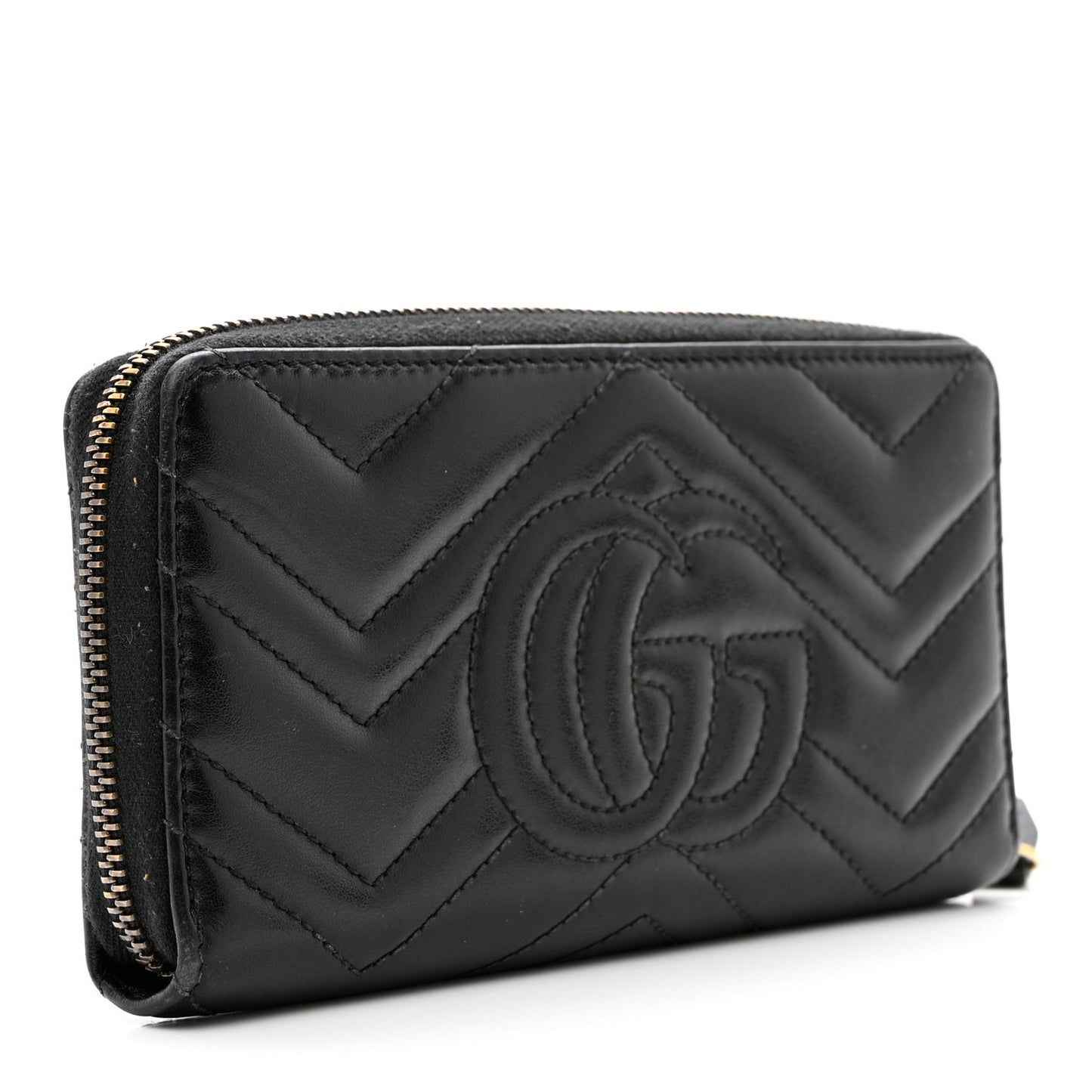 Calfskin Matelasse GG Marmont Zip Around Wallet Black