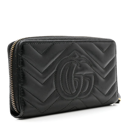 Gucci Calfskin Matelasse GG Marmont Zip Around Wallet Black 3 of 8