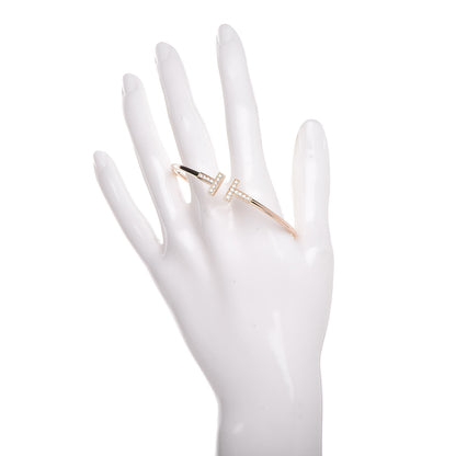 Tiffany 18K Rose Gold Diamond T Wire Bracelet 2 of 5