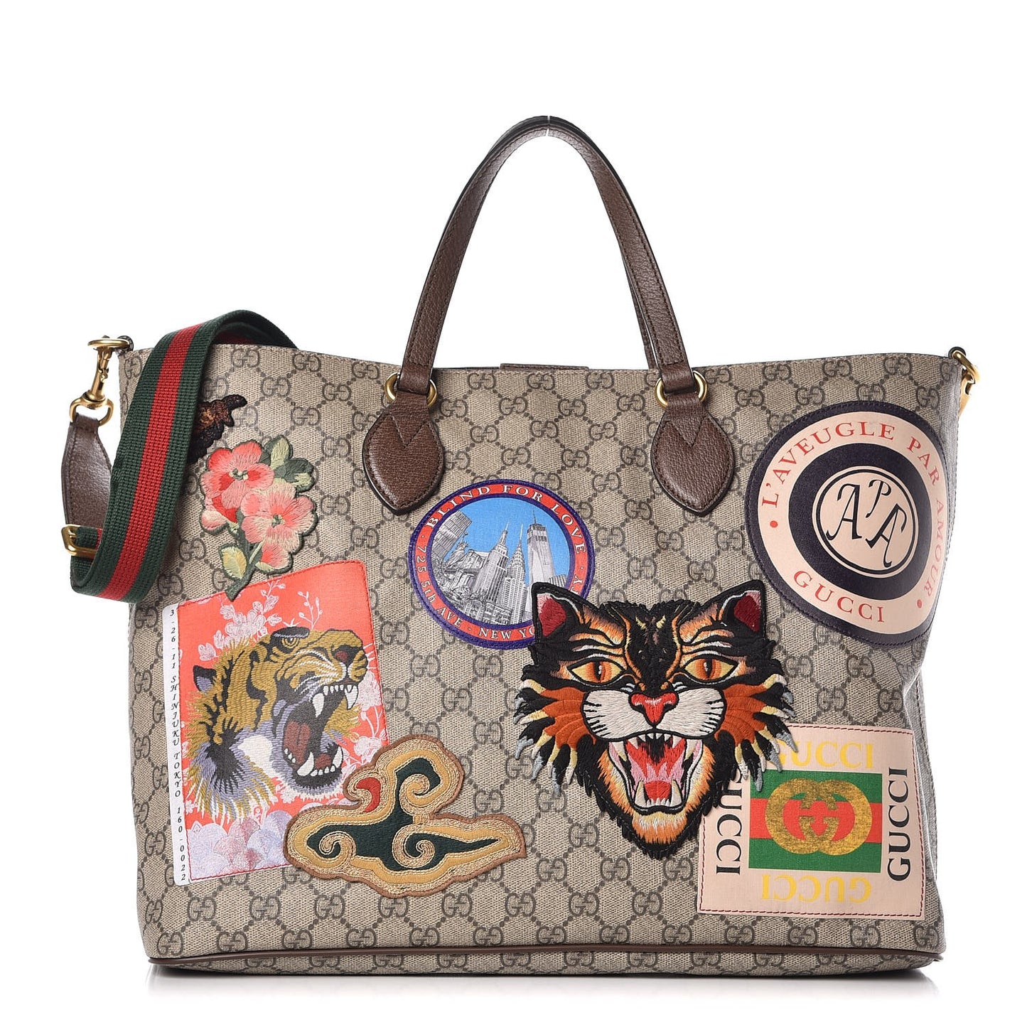 Soft GG Supreme Monogram Courrier Medium Crossbody Tote Beige New Acero