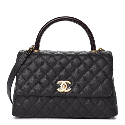Chanel Caviar Lizard Embossed Quilted Small Coco Handle Flap Black 1 of 11