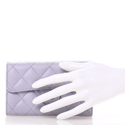 Chanel Caviar Quilted Medium Flap Wallet Light Purple 2 of 14