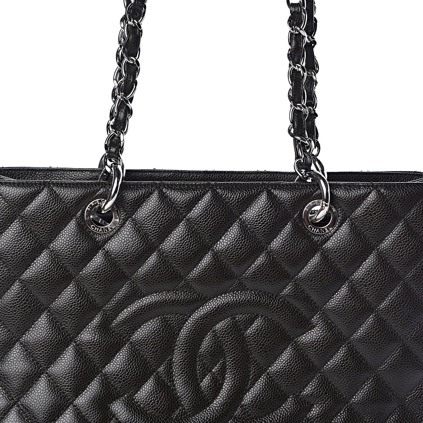 Caviar Quilted Grand Shopping Tote GST Dark Brown