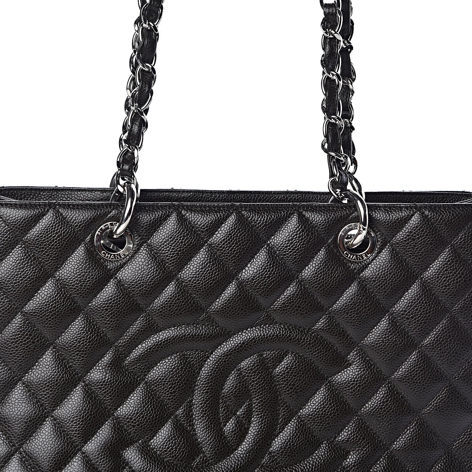 Chanel Caviar Quilted Grand Shopping Tote GST Dark Brown 10 of 11