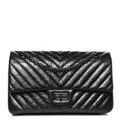 Chanel Aged Calfskin Chevron Quilted 2.55 Reissue 225 Flap So Black 1 of 14