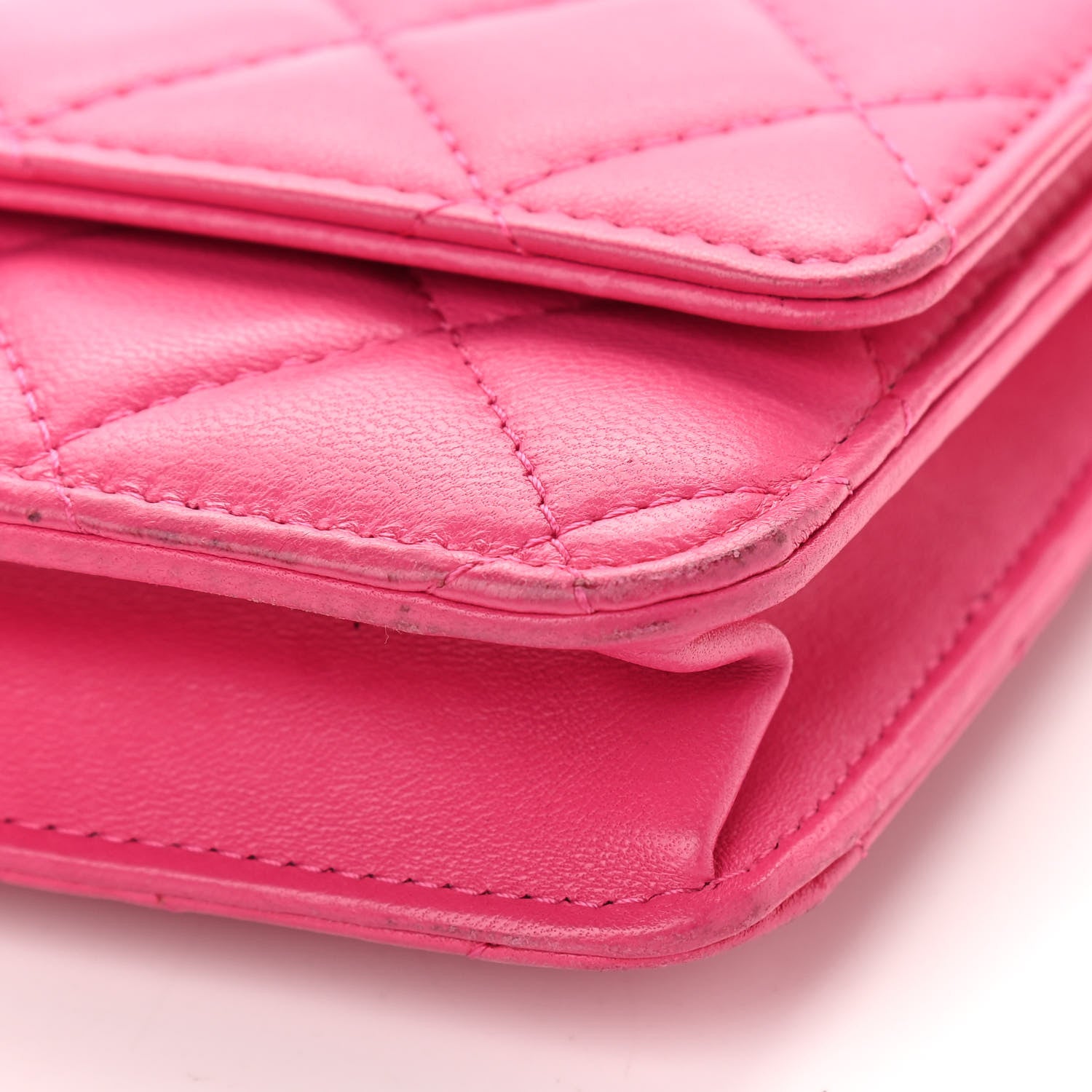 Chanel Lambskin Quilted Wallet On Chain WOC Dark Pink 11 of 12