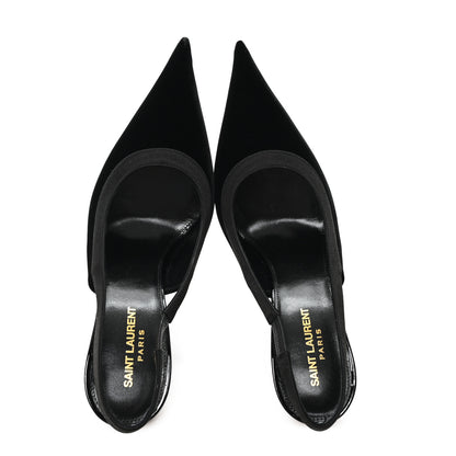 Saint Laurent Velluto Master Raso Regale Victoire 115 Slingback Pumps 40 Black 2 of 10