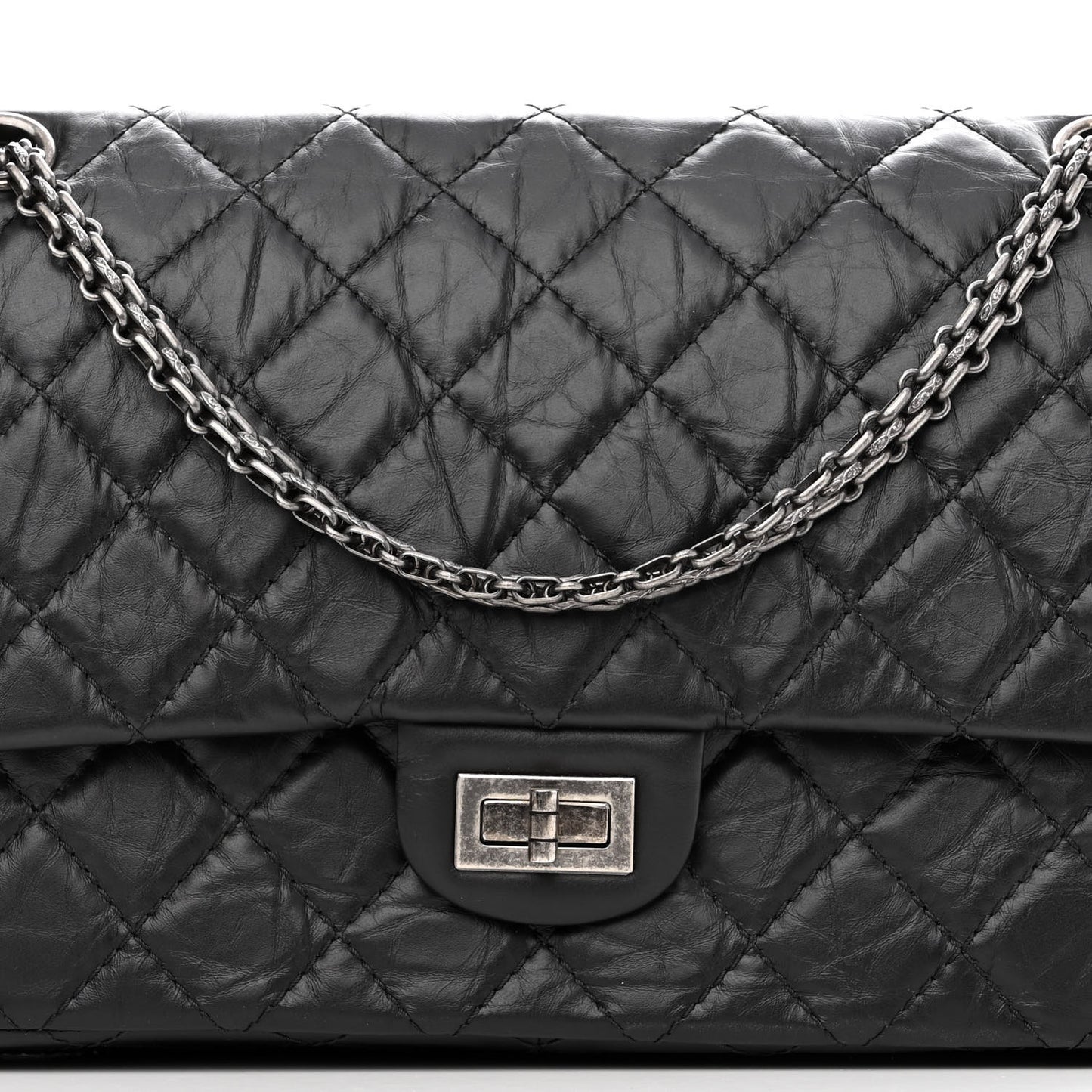 Aged Calfskin Quilted 2.55 Reissue 226 Flap Black