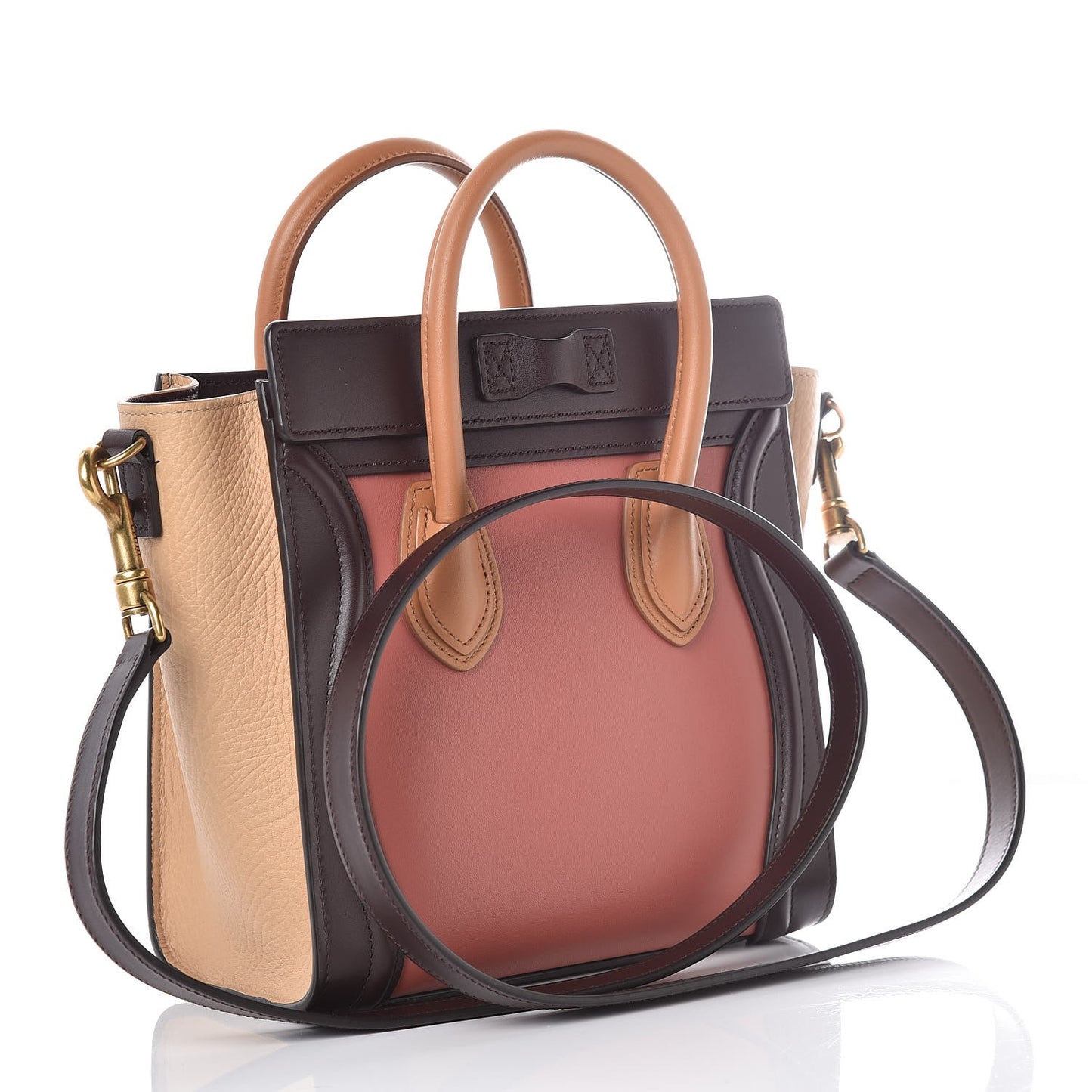 Smooth Calfskin Bullhide Nano Tri-Color Luggage Terracotta