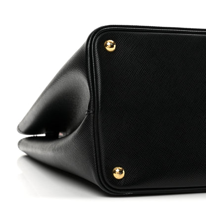 Prada Saffiano Cuir Large Double Bag Black Fuoco 10 of 14