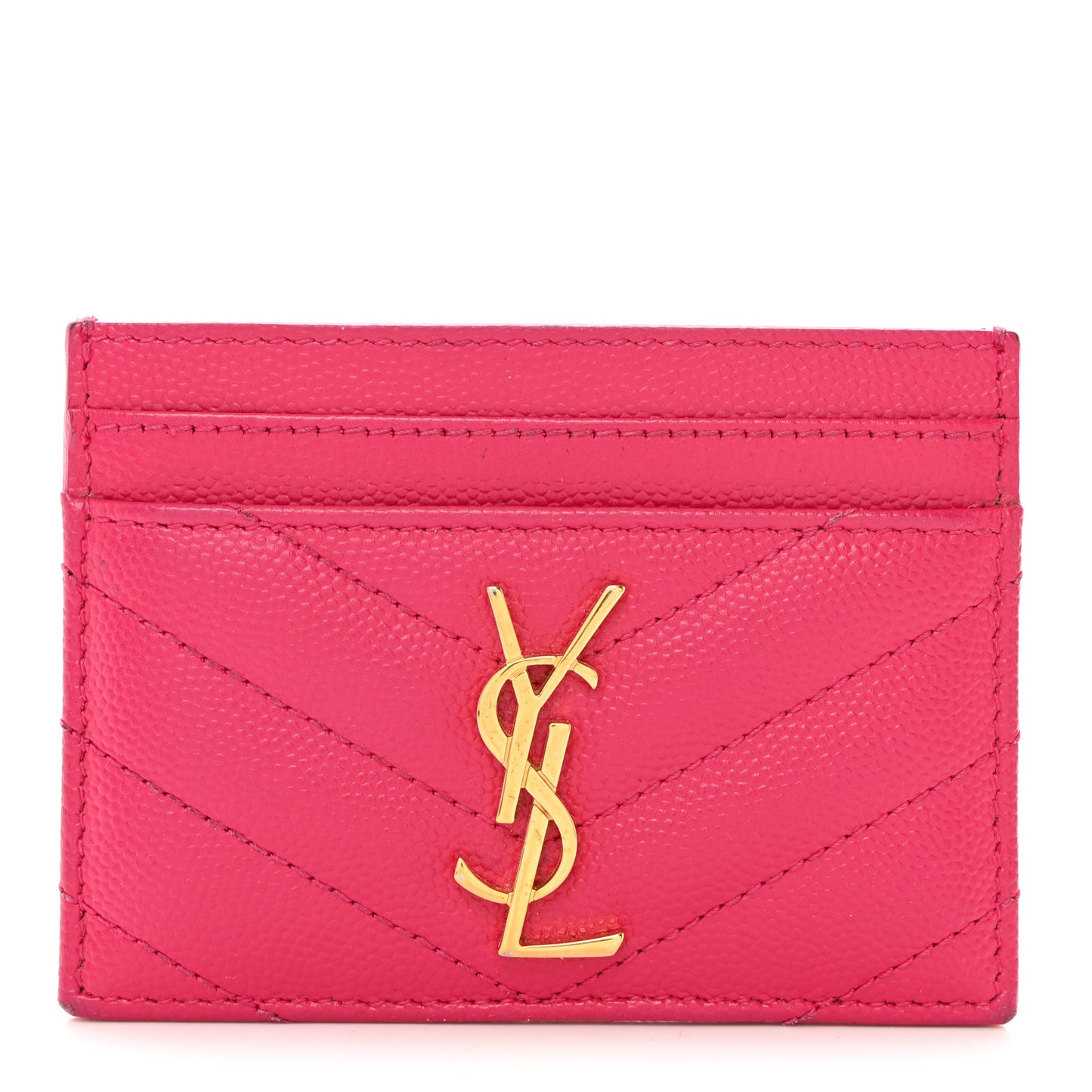 Grain De Poudre Matelasse Chevron Monogram Credit Card Case