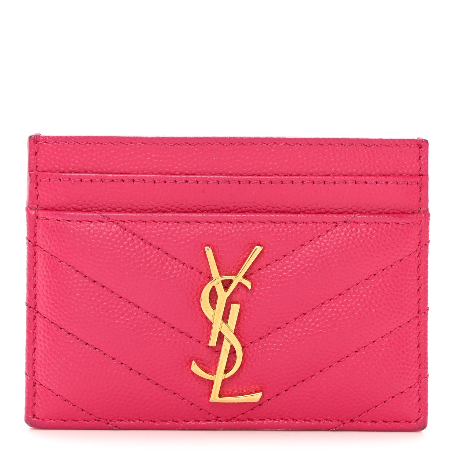 Saint Laurent Grain De Poudre Matelasse Chevron Monogram Credit Card Case 1 of 9