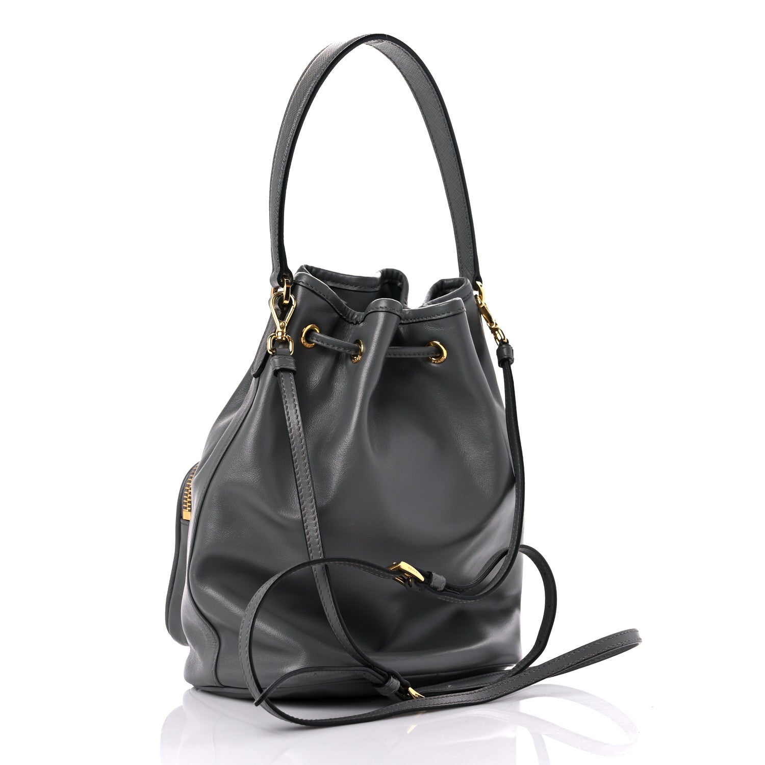 Prada Light Calfskin Saffiano Mini Bucket Crossbody Bag Marmo 3 of 8