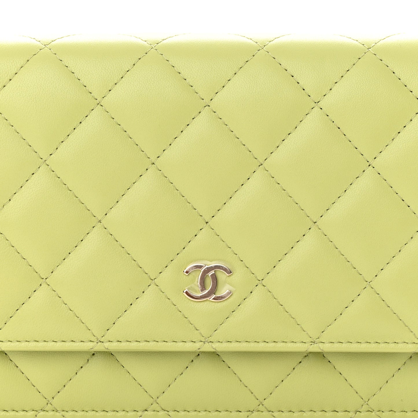 Lambskin Quilted Wallet On Chain WOC Light Green