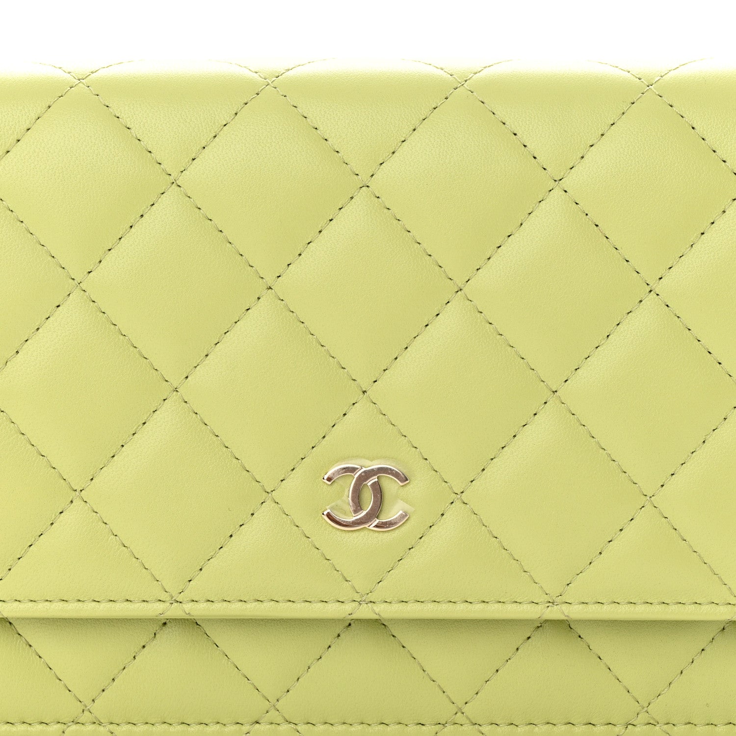 Chanel Lambskin Quilted Wallet On Chain WOC Light Green 8 of 12