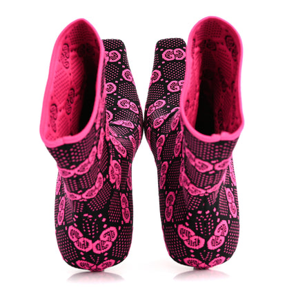 Gucci Technical Jersey Knit GG Monogram Square G 75mm Ankle Boots 37 Black Neon Fucsia 2 of 9