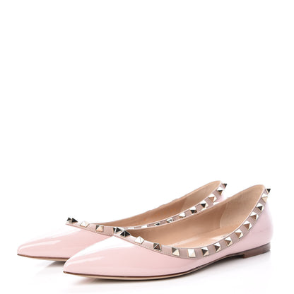 Valentino Garavani Patent Rockstud Ballerina Flats 37 Water Rose Poudre 3 of 11