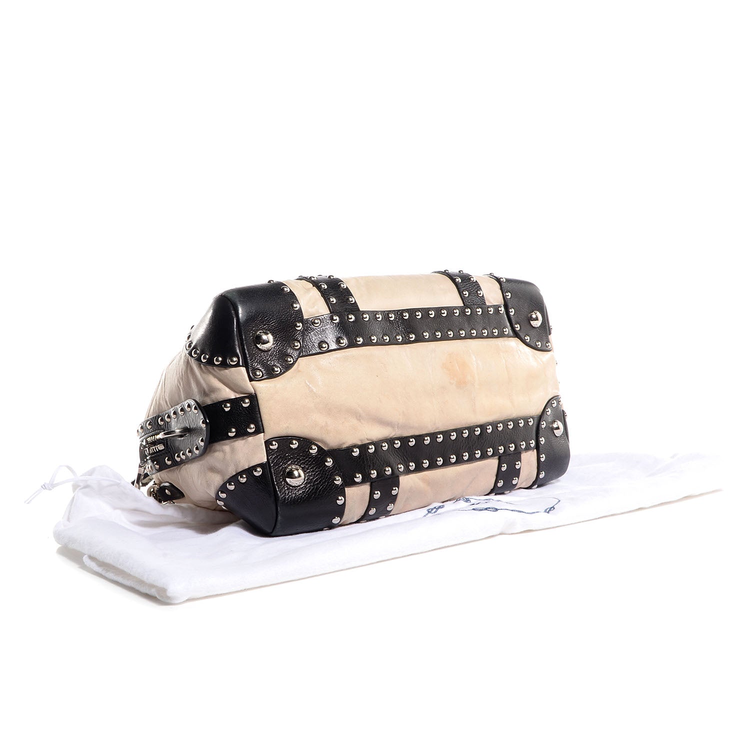 Prada Nappa Small Studded Trunk Bag Talco Black 6 of 11