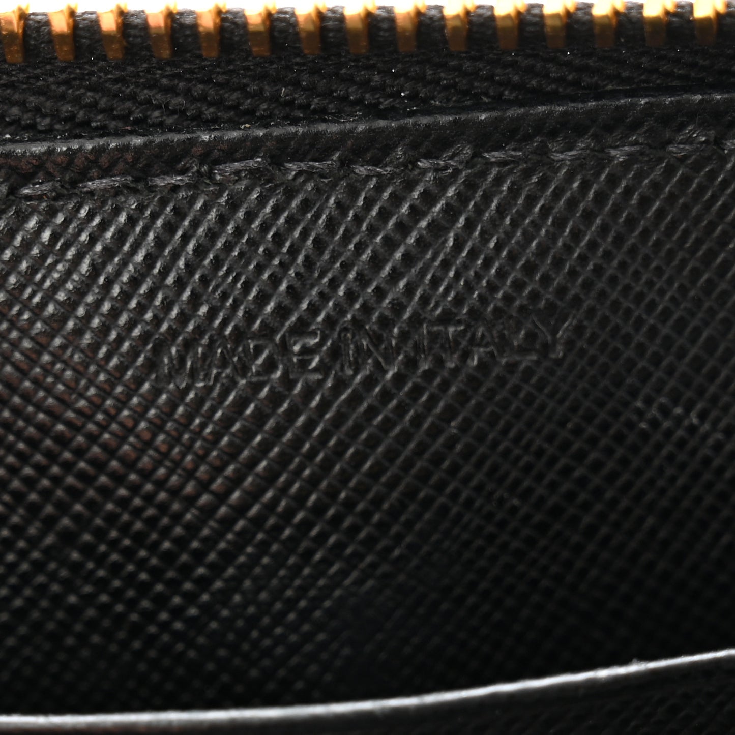 Saffiano Metal Zip Around Wallet Black