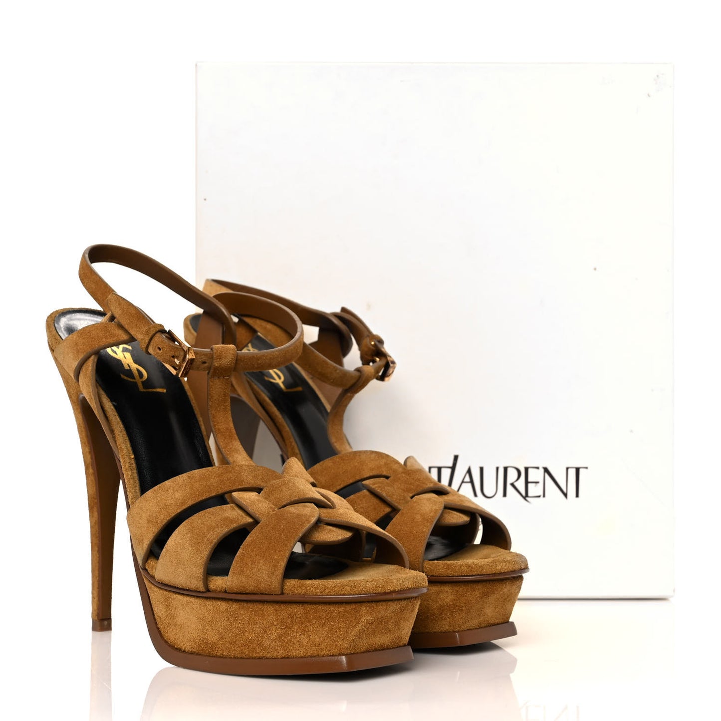 Suede Tribute 105 Platform Sandals 40 Tan
