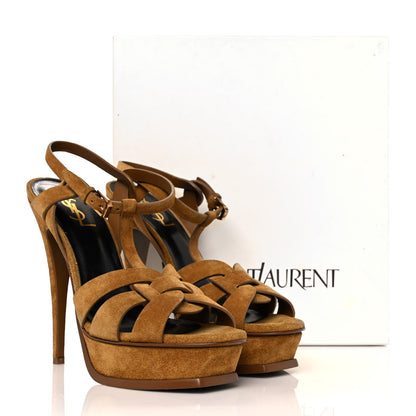 Saint Laurent Suede Tribute 105 Platform Sandals 40 Tan 9 of 9