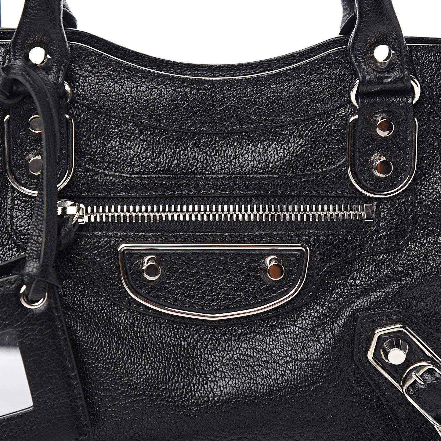 Chevre Silver Metallic Edge Hardware Mini City Black