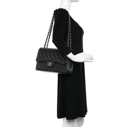 Chanel Caviar Quilted Jumbo Double Flap Black 2 of 11