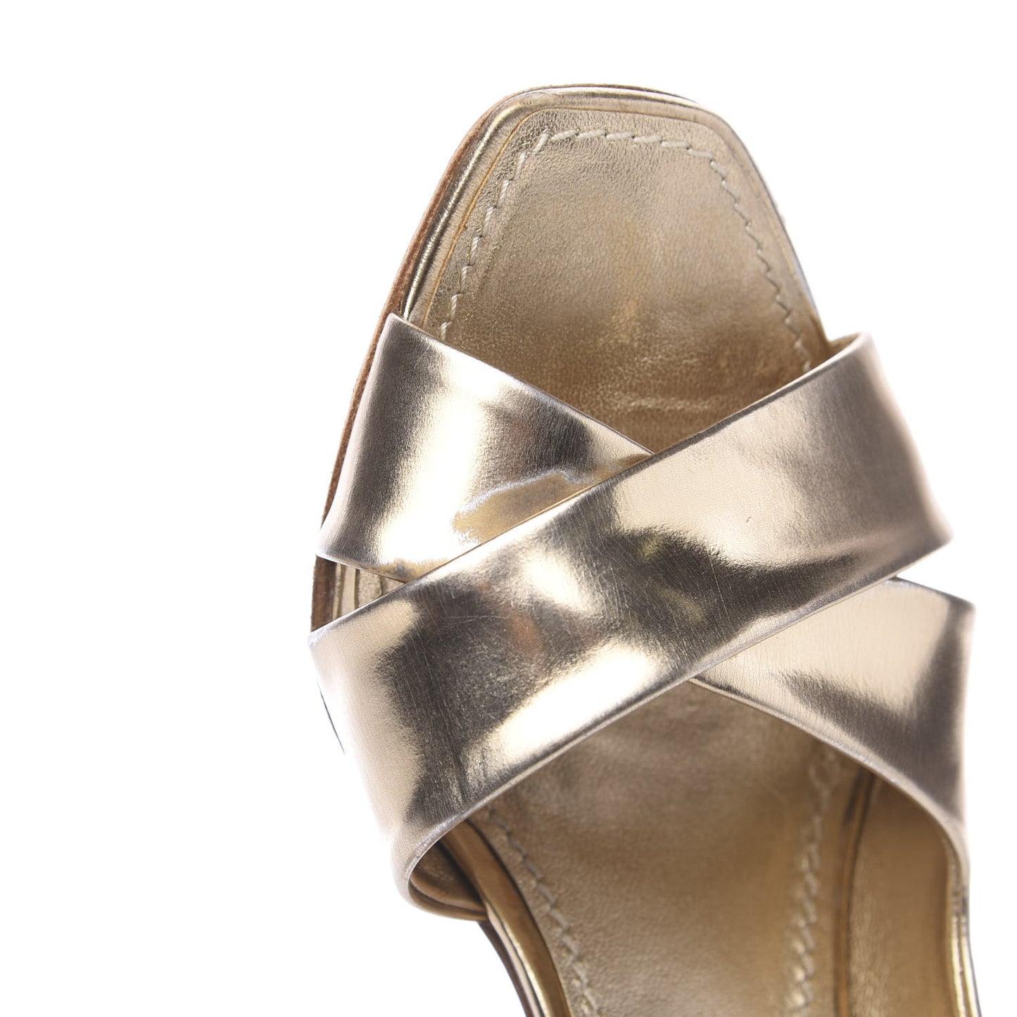 Metallic Calfskin Slingback Pumps 36.5 Gold