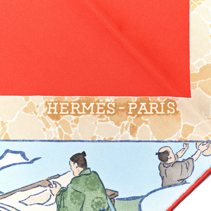 Hermes Silk Les Artisans D'Hermes Scarf 90 Rouge Bleu Vert 4 of 6