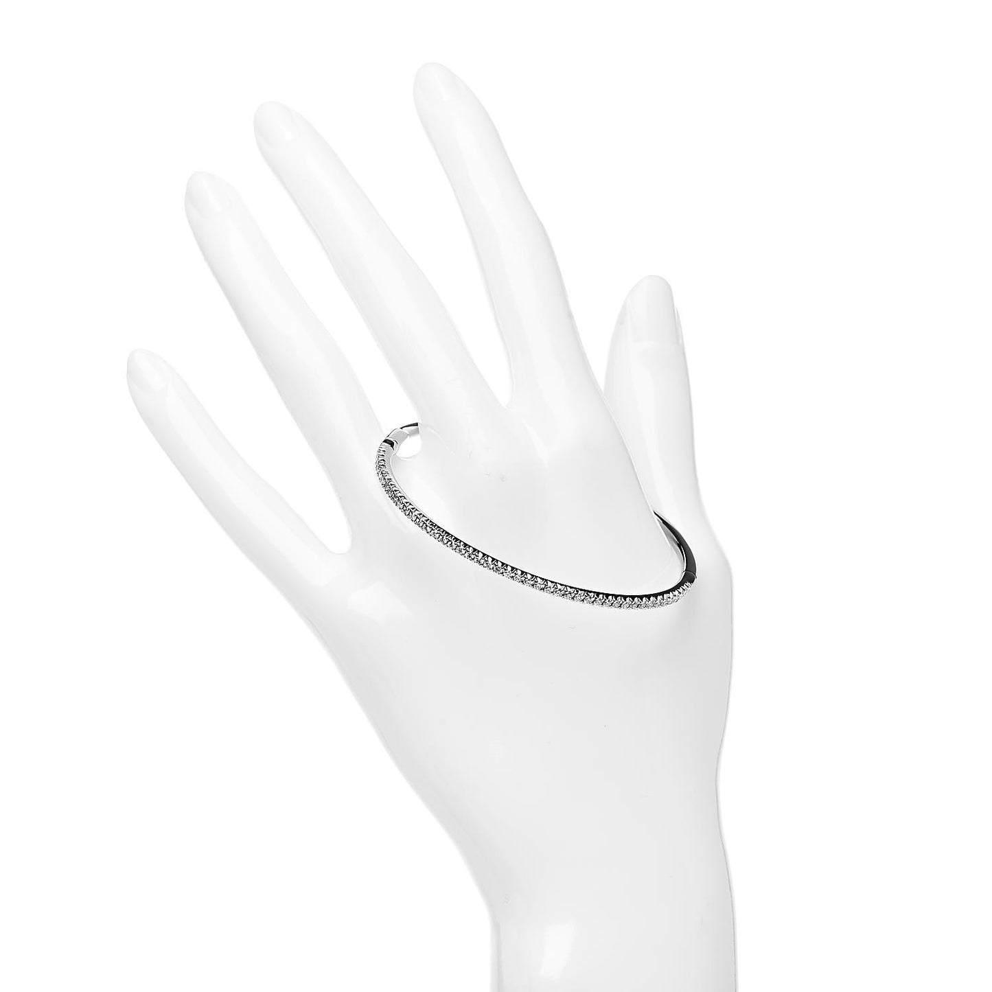 18K White Gold Diamond Metro Hinged Bangle L