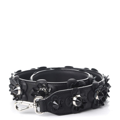 Fendi Vitello Dolce Nappa Patent Flowerland Studded Strap You Black 1 of 6
