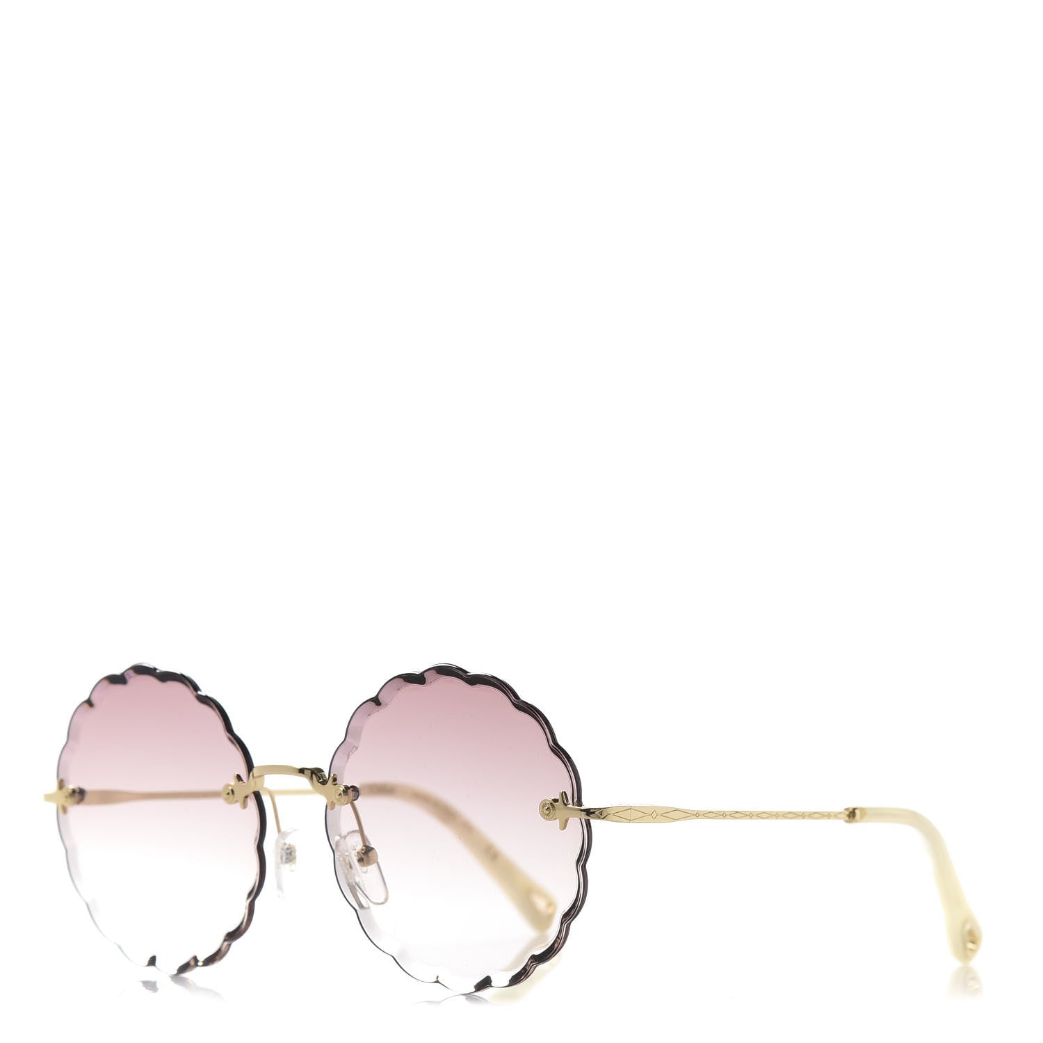 Chloe Rosie Bevelled Round Sunglasses CE142S Gold Gradient Coral 1 of 8