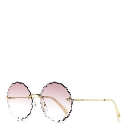 Chloe Rosie Bevelled Round Sunglasses CE142S Gold Gradient Coral 1 of 8