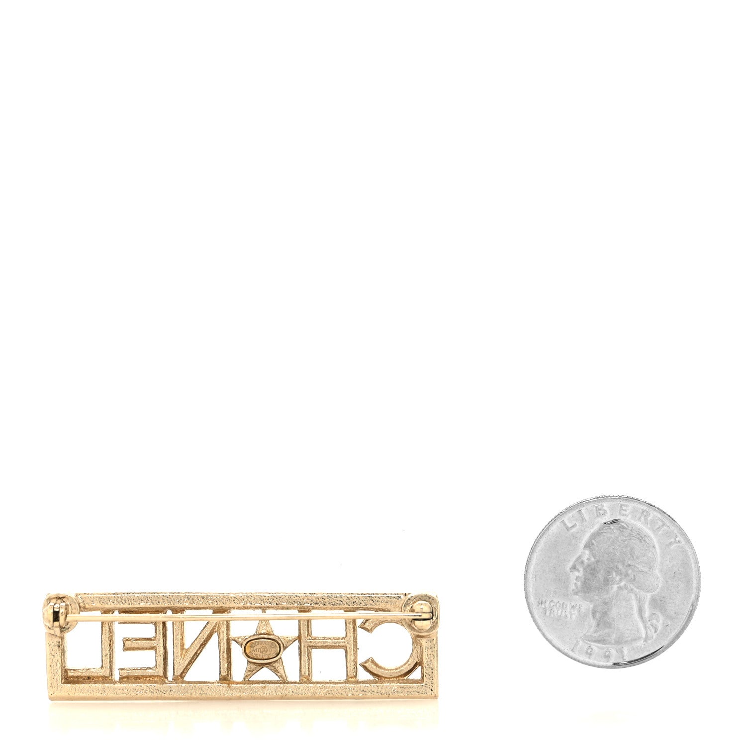 Chanel Baguette Crystal Star Logo Brooch Gold 2 of 4